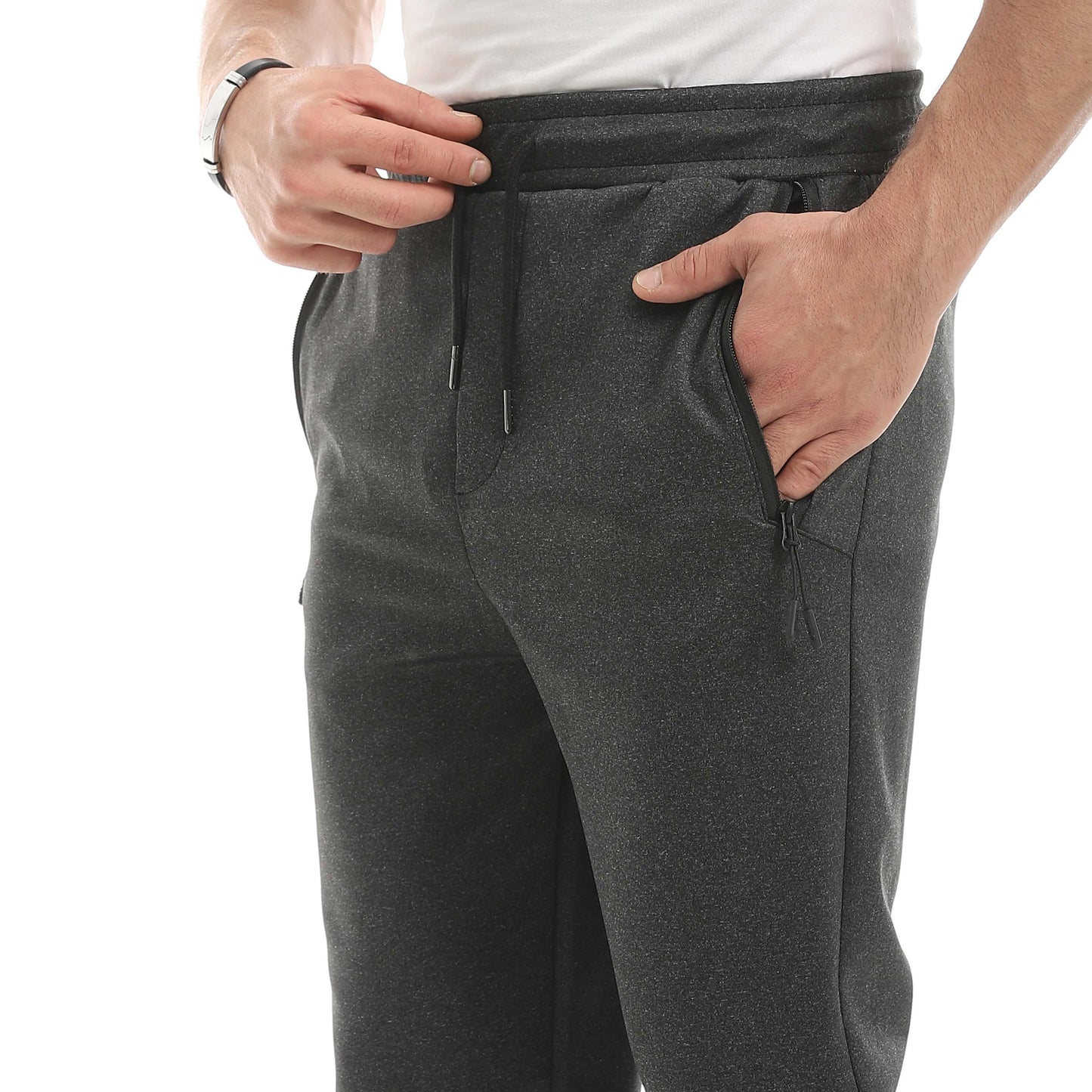 Soft Pants With Zipper Pocket And Elastic Cuffs