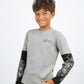 Gray Printed Sleeves Cotton T-shirt for Boys