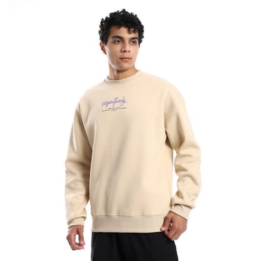 Beige Comfy Bach Printed Cotton Sweatshirt