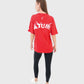 ATUM| Oversized Splash Women's T-Shirt - Red with White print 