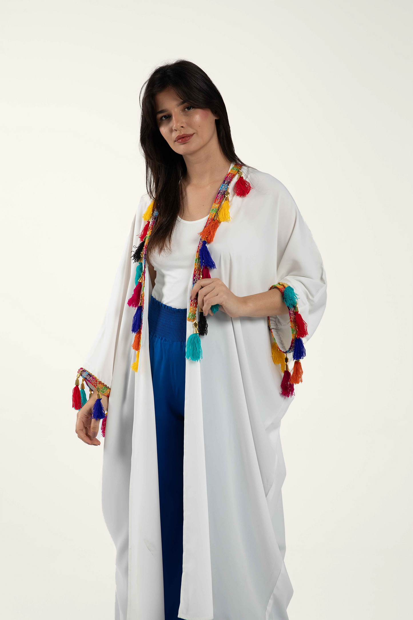 Maxi Kimono with Colorful Tassels