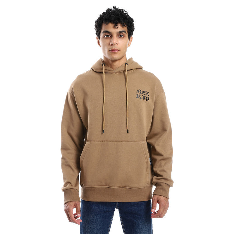 Camel Cotton Back Printed Hoodie