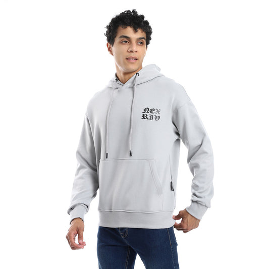 Gray Cotton Back Printed Hoodie