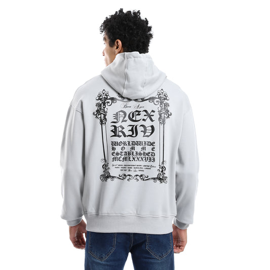 Gray Cotton Back Printed Hoodie