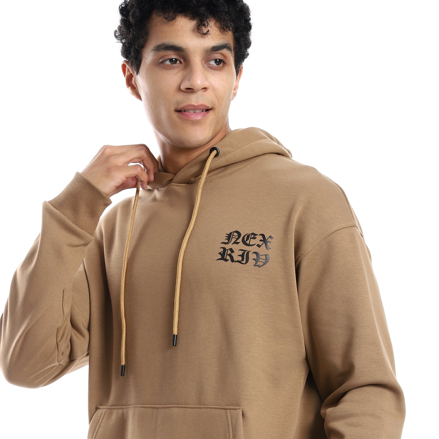 Camel Cotton Back Printed Hoodie