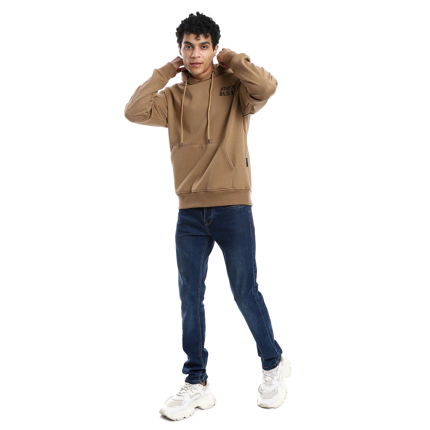 Camel Cotton Back Printed Hoodie