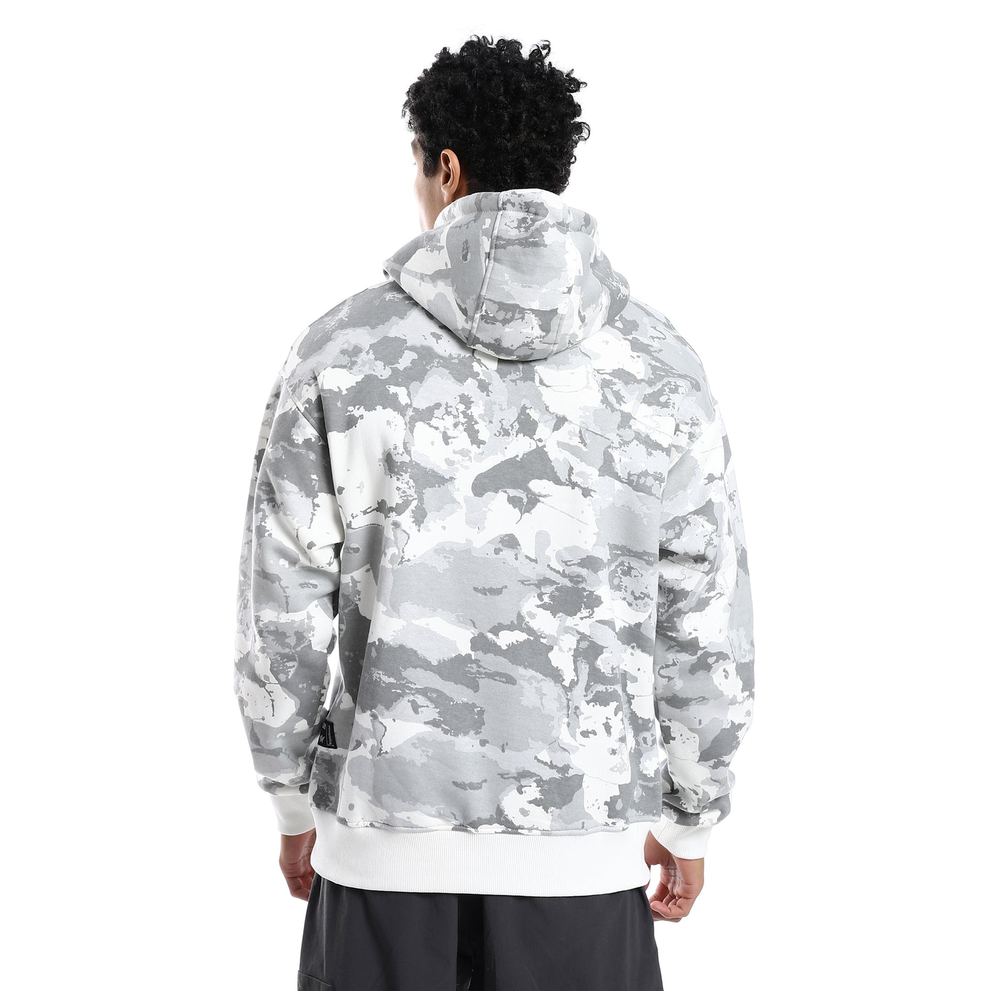 Gray Army Print Hoodie