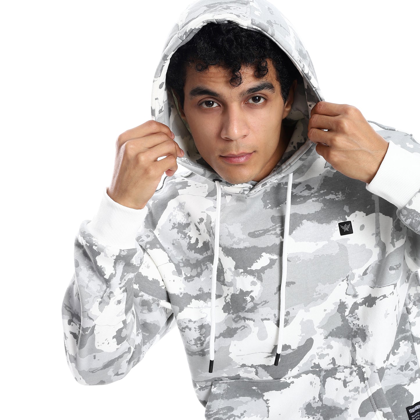 Gray Army Print Hoodie