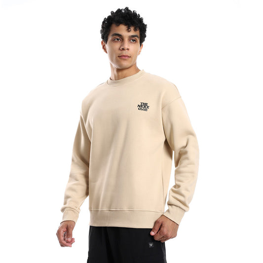 Beige Simple Back Printed Sweatshirt