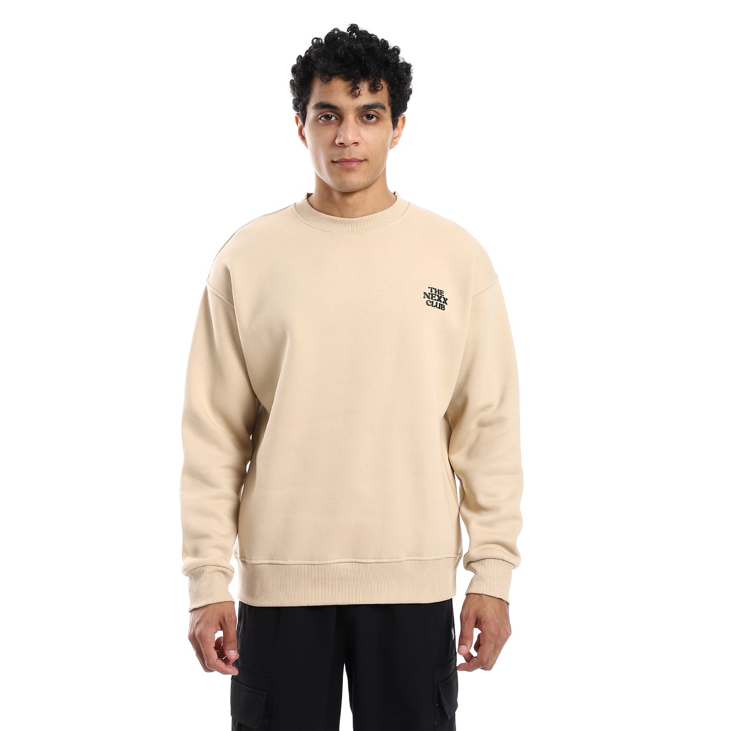 Beige Simple Back Printed Sweatshirt