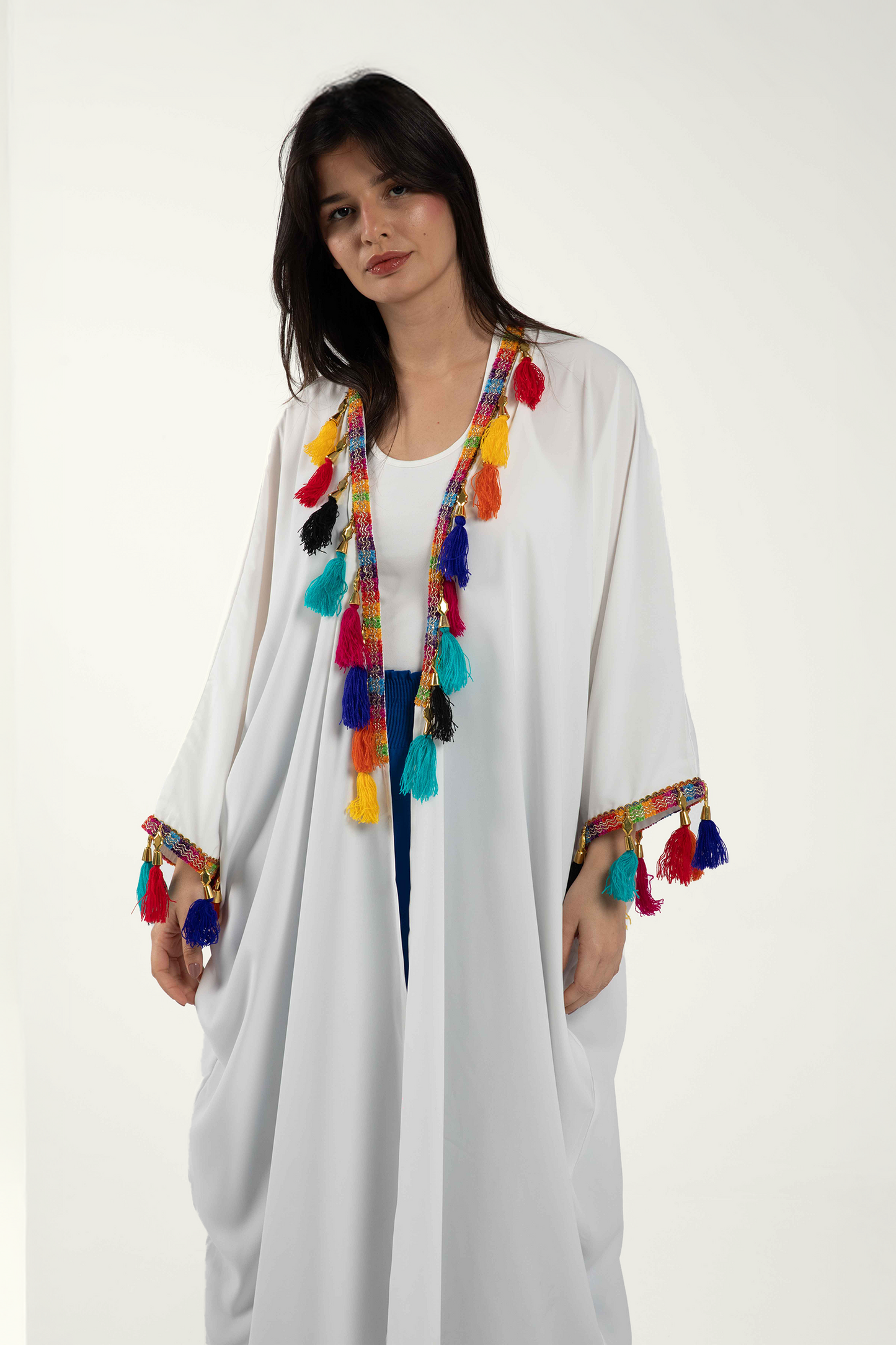 Maxi Kimono with Colorful Tassels