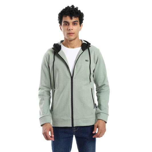 Mint Textured Melton Hooded Jacket