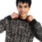 Black Printed Sweatshirt with Ribbed Cuffs