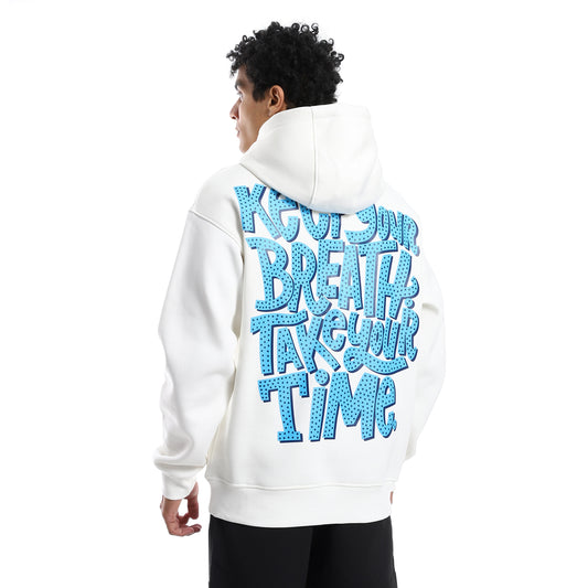 White Trendy Printed Hoodie