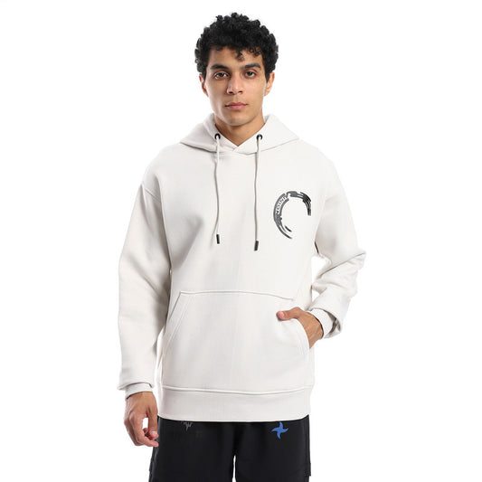 Silver Soft Cotton Printed Hoodie