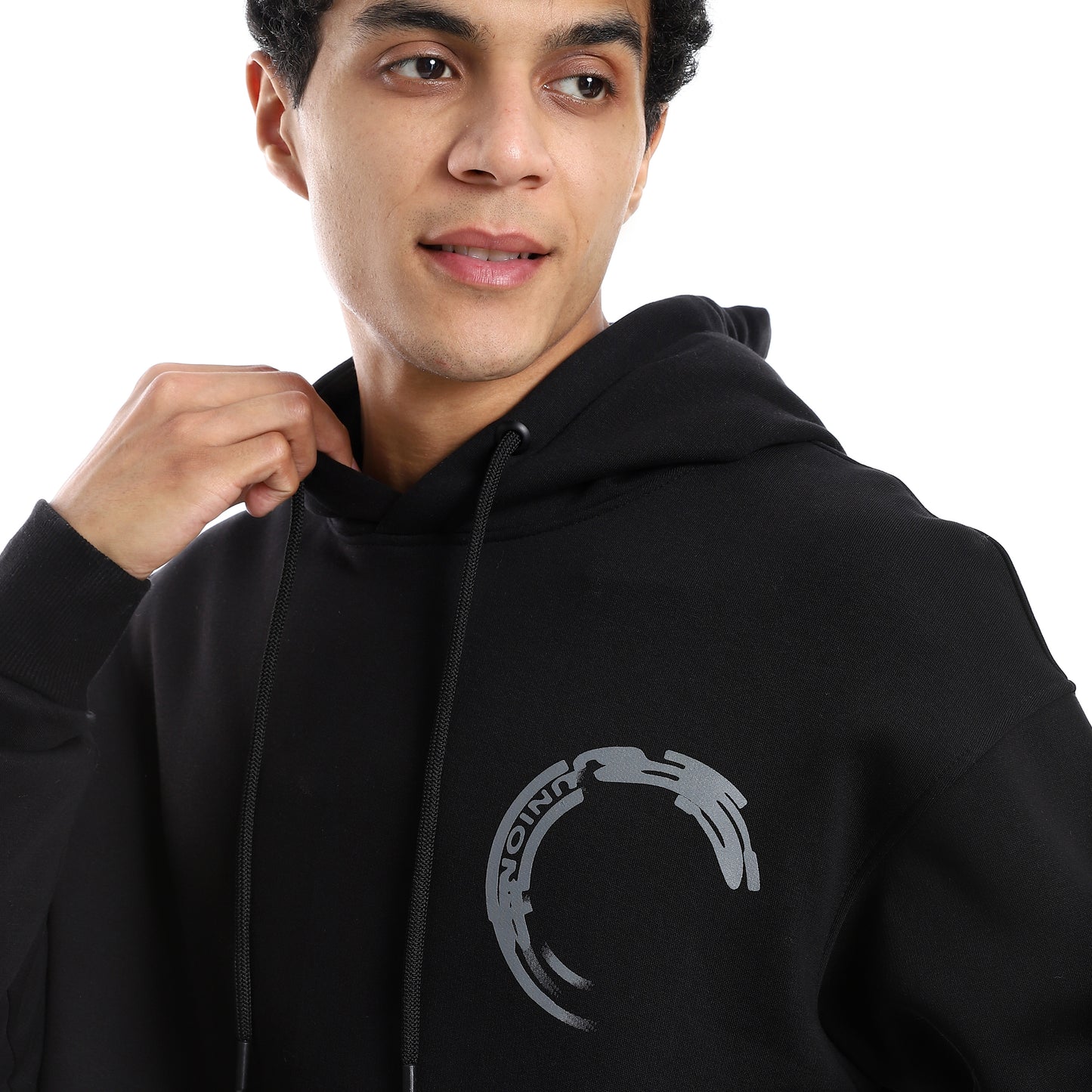 Black Soft Cotton Printed Hoodie