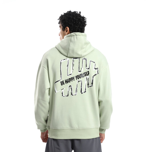 Mint Kangaroo Pocket Hoodie with Back Print