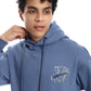 Steel Blue Kangaroo Pocket Hoodie with Back Print