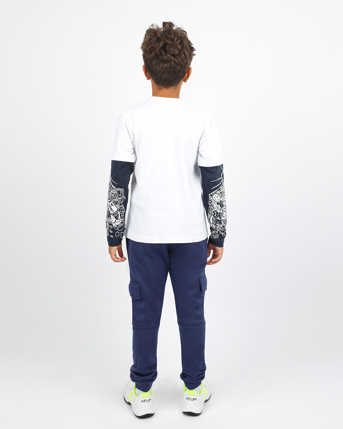 White Long Sleeve Cotton T-Shirt for Boys