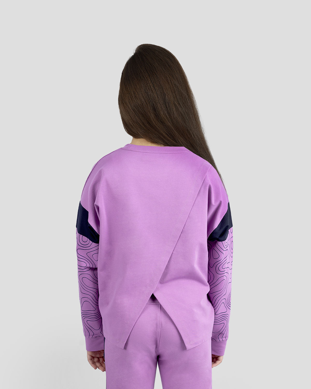 Violet Cross Crop Back Sweatshirt for Girls