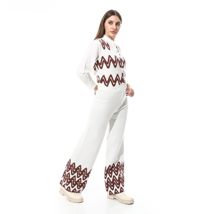 V-Neck Sleeveless Knitted Pants Set