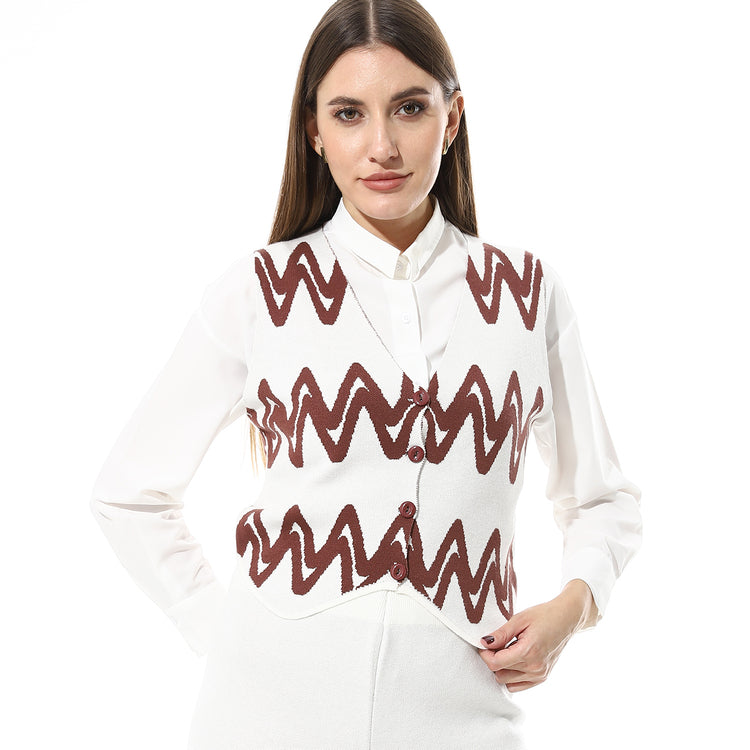V-Neck Sleeveless Knitted Pants Set