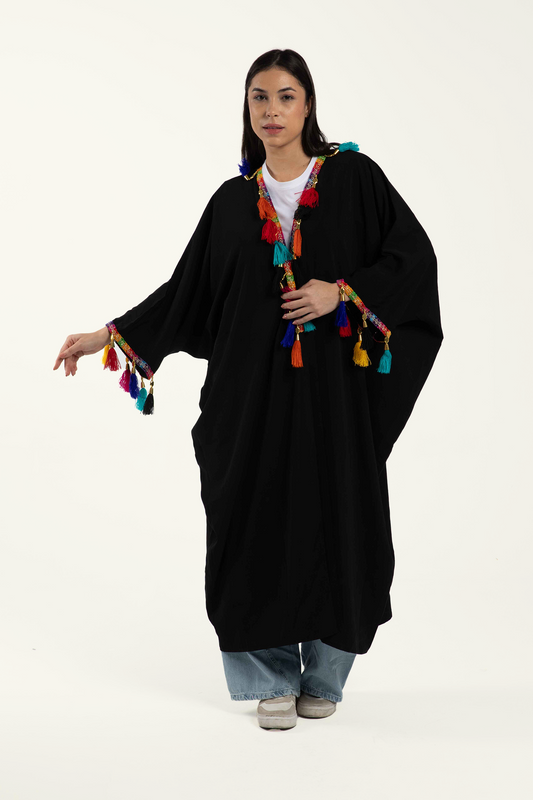 Maxi Kimono with Colorful Tassels