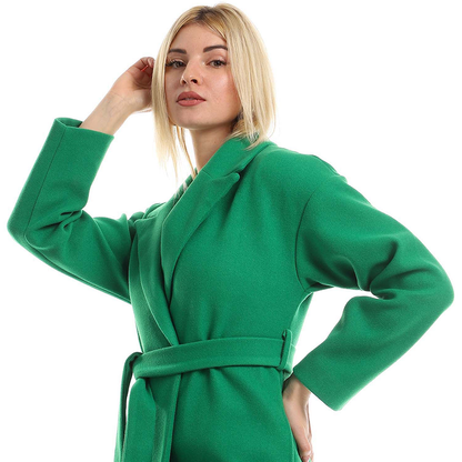 Wrap Belted Maxi Coat With Pockets