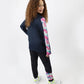 Navy Printed Sleeve Top for Girls