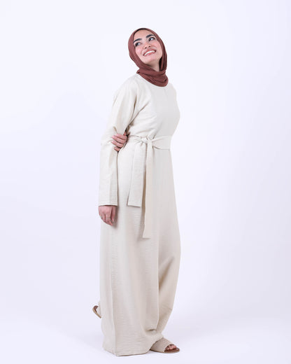 Elegant Jumpsuit with Waist Tie Belt