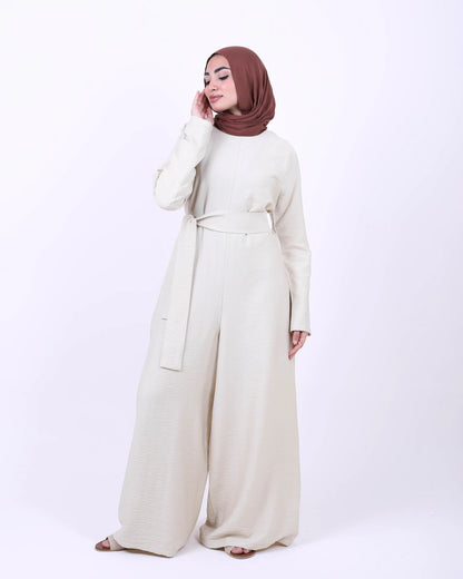 Elegant Jumpsuit with Waist Tie Belt