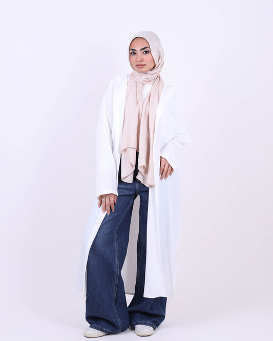 White Long Hooded Cardigan