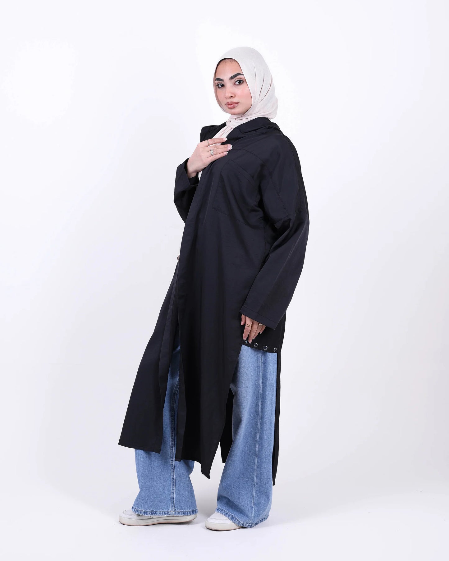 Black Long Hooded Cardigan