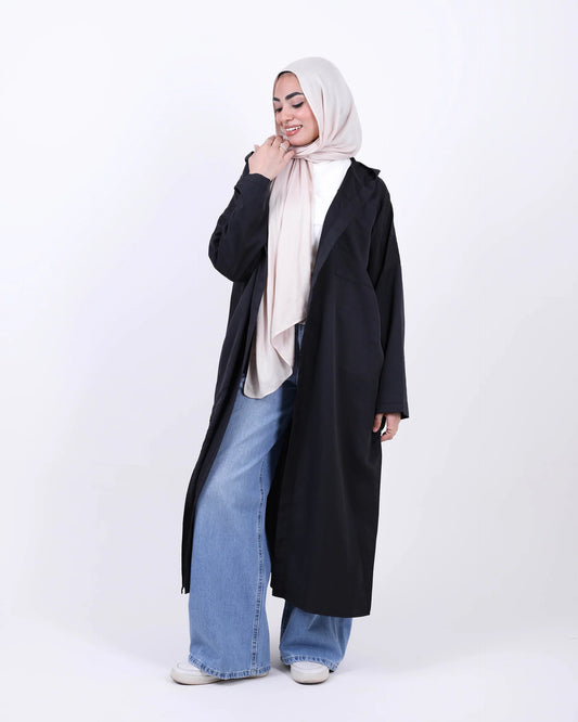 Black Long Hooded Cardigan