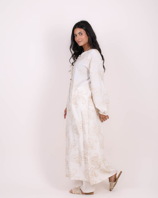 Off-White Embroidered Bloom Shirt Dress