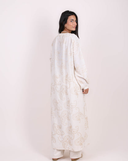 Off-White Embroidered Bloom Shirt Dress