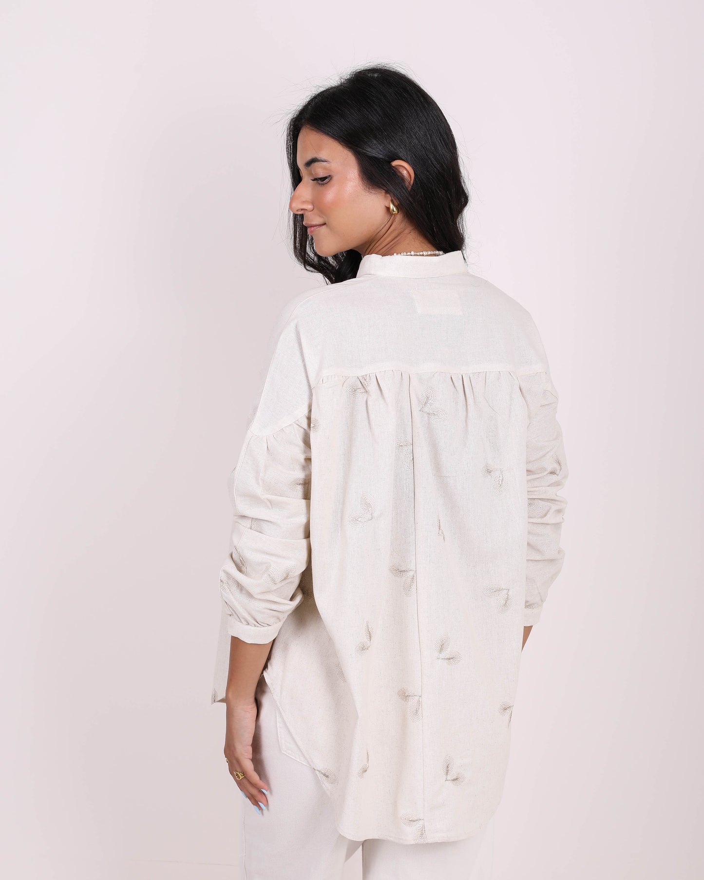 Beige Linen Stitched Shirt