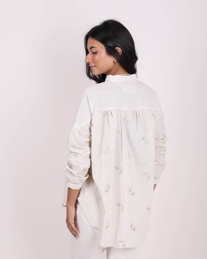 Beige Linen Stitched Shirt
