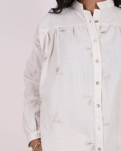 Beige Linen Stitched Shirt