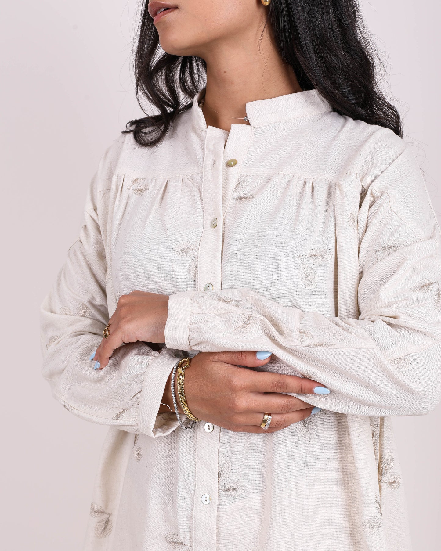 Beige Linen Stitched Shirt