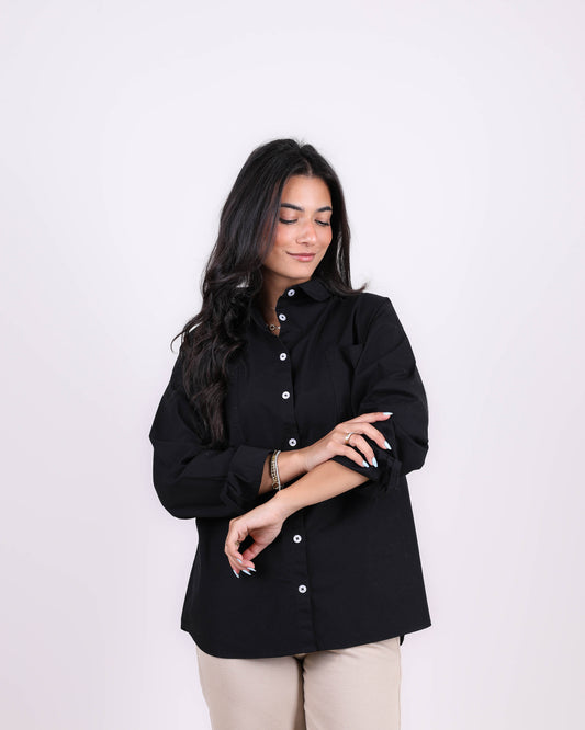 Black Classic Gabardine Shirt