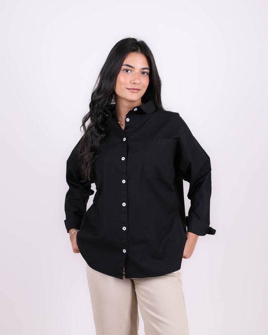 Black Classic Gabardine Shirt