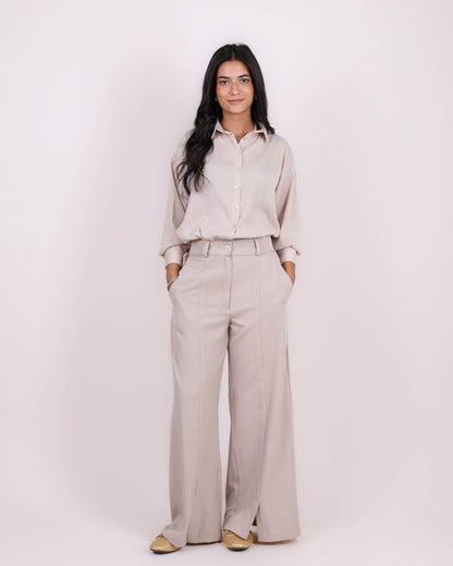 Beige Satin Shirt