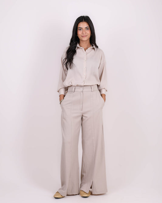 Beige Satin Shirt