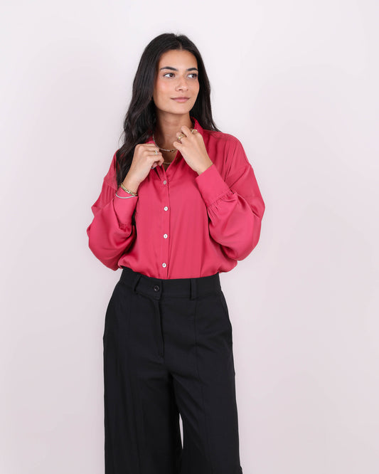 Fuchsia Satin Shirt