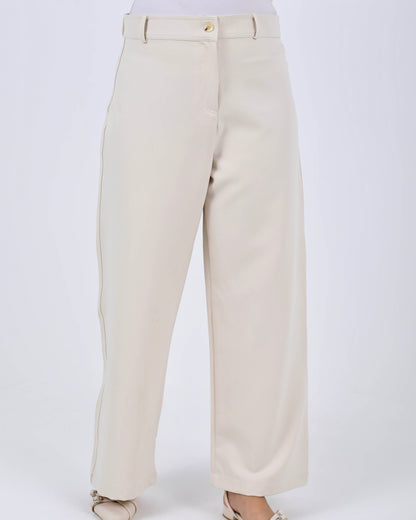 Beige Classic Straight Pants