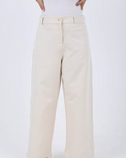 Beige Classic Straight Pants