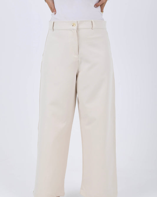 Beige Classic Straight Pants