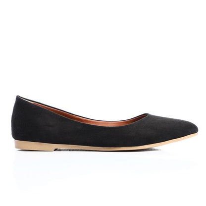 Black Plain Suede Flat Shoes