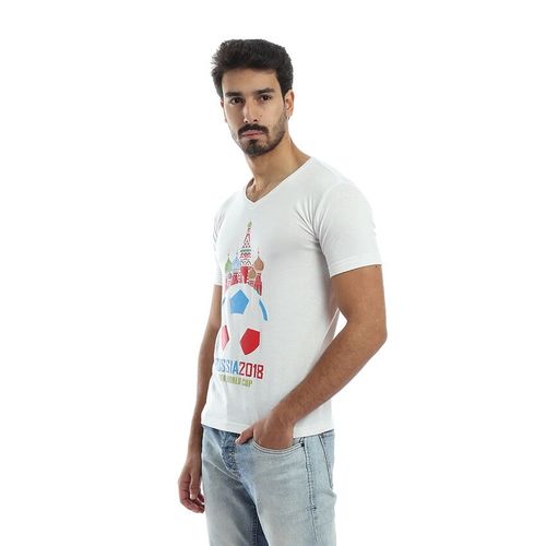 White World Cup Printed Cotton T-Shirt